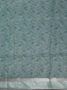 Sea Green Floral Checked Semi Tussar Saree With Silver Zari Border