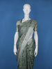 Sea Green Floral Checked Semi Tussar Saree With Silver Zari Border