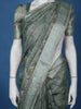 Sea Green Floral Checked Semi Tussar Saree With Silver Zari Border