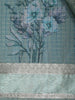 Sea Green Floral Checked Semi Tussar Saree With Silver Zari Border