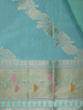 Sea Green Floral Design Semi Tissue Saree