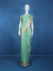 Sea Green Floral Design Semi Tissue Saree