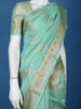 Sea Green Floral Design Semi Tissue Saree