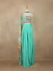 Sea Green Floral Design Synthetic Palazzo Lehenga Suit