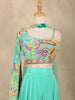 Sea Green Floral Design Synthetic Palazzo Lehenga Suit