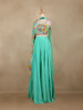 Sea Green Floral Design Synthetic Palazzo Lehenga Suit