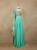 Sea Green Floral Design Synthetic Palazzo Lehenga Suit