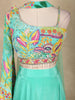 Sea Green Floral Design Synthetic Palazzo Lehenga Suit