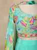 Sea Green Floral Design Synthetic Palazzo Lehenga Suit
