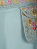 Light Blue Floral Embellished Design Georgette Indo Western Palazzo Suit with Dupatta