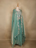 Sea Green Floral Embroidered Design Semi Organza Lehenga
