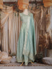Sea Green Floral Embroidered Design Silk Gown with Dupatta
