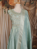 Sea Green Floral Embroidered Design Silk Gown with Dupatta