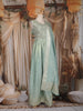Sea Green Floral Embroidered Design Silk Gown with Dupatta