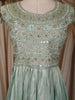 Sea Green Floral Embroidered Design Silk Gown with Dupatta