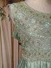 Sea Green Floral Embroidered Design Silk Gown with Dupatta
