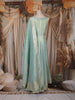 Sea Green Floral Embroidered Design Silk Gown with Dupatta