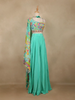 Sea Green Floral Embroidered Design Synthetic Palazzo Suit with Dupatta