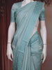 Sea Green Floral Embroidered Raw Silk Saree