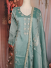 Sea Green Floral Embroidered Tissue Organza Salwar Suit with Dupatta