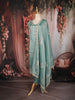 Sea Green Floral Embroidered Tissue Organza Salwar Suit with Dupatta