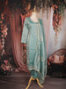 Sea Green Floral Embroidered Tissue Organza Salwar Suit with Dupatta