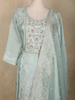 Sea Green Floral Embroidered Tissue Silk Salwar Suit with Dupatta