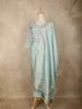 Sea Green Floral Embroidered Tissue Silk Salwar Suit with Dupatta