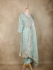 Sea Green Floral Embroidered Tissue Silk Salwar Suit with Dupatta