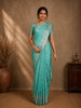 Sea Green Floral Motif Design Semi Banarasi Silk Saree
