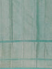 Sea Green Floral Motif Design Semi Banarasi Silk Saree