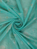 Sea Green Floral Motif Design Semi Banarasi Silk Saree