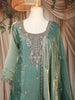Sea Green Floral Sequins Embroidered Tissue Organza Salwar Suit