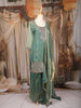 Sea Green Floral Sequins Embroidered Tissue Organza Salwar Suit