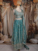 Sea Green Floral Sequins and Zari Embroidered Design Tissue Lehenga With Dupatta