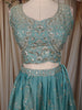 Sea Green Floral Sequins and Zari Embroidered Design Tissue Lehenga With Dupatta