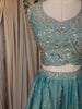Sea Green Floral Sequins and Zari Embroidered Design Tissue Lehenga With Dupatta