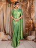 Sea Green Floral Vine Zari Woven Design Pure Kanchipuram Silk Bridal Saree with Matching Zari Border