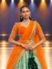Sea Blue Floral Vine Zari Woven Design Pure Kanchipuram Silk Traditional Wear Dhavani with Contrast Hand Work Designer Blouse
