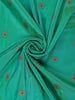 Sea Green Floral Woven Banarasi Silk Saree With Contrast Red Border