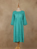 Sea Green Geometric Printed Cotton Kurti - Diadem