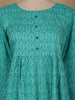 Sea Green Geometric Printed Cotton Kurti - Diadem