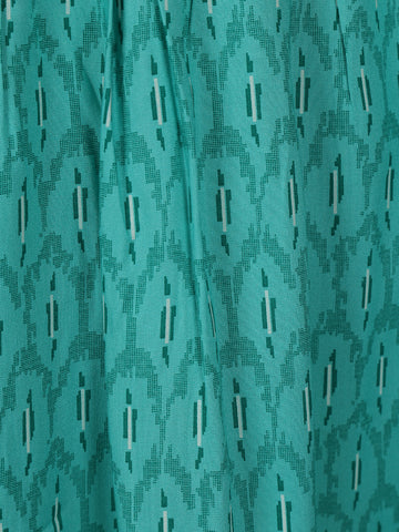Sea Green Geometric Printed Cotton Kurti - Diadem