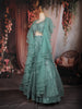 Sea Green Heavy Sequins and Beads Embroidered Design Mermaid Net Lehenga With Ruffle Dupatta