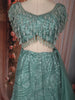 Sea Green Heavy Sequins and Beads Embroidered Design Mermaid Net Lehenga With Ruffle Dupatta