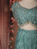 Sea Green Heavy Sequins and Beads Embroidered Design Mermaid Net Lehenga With Ruffle Dupatta