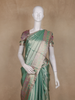 Sea Green Mini Checked Woven Design Pure Kanchipuram Tissue Silk Saree with Contrast Designer Border