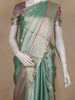 Sea Green Mini Checked Woven Design Pure Kanchipuram Tissue Silk Saree with Contrast Designer Border
