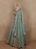 Sea Green Mirror Embroidered Tissue Organza Lehenga With Dupatta