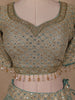 Sea Green Mirror Embroidered Tissue Organza Lehenga With Dupatta